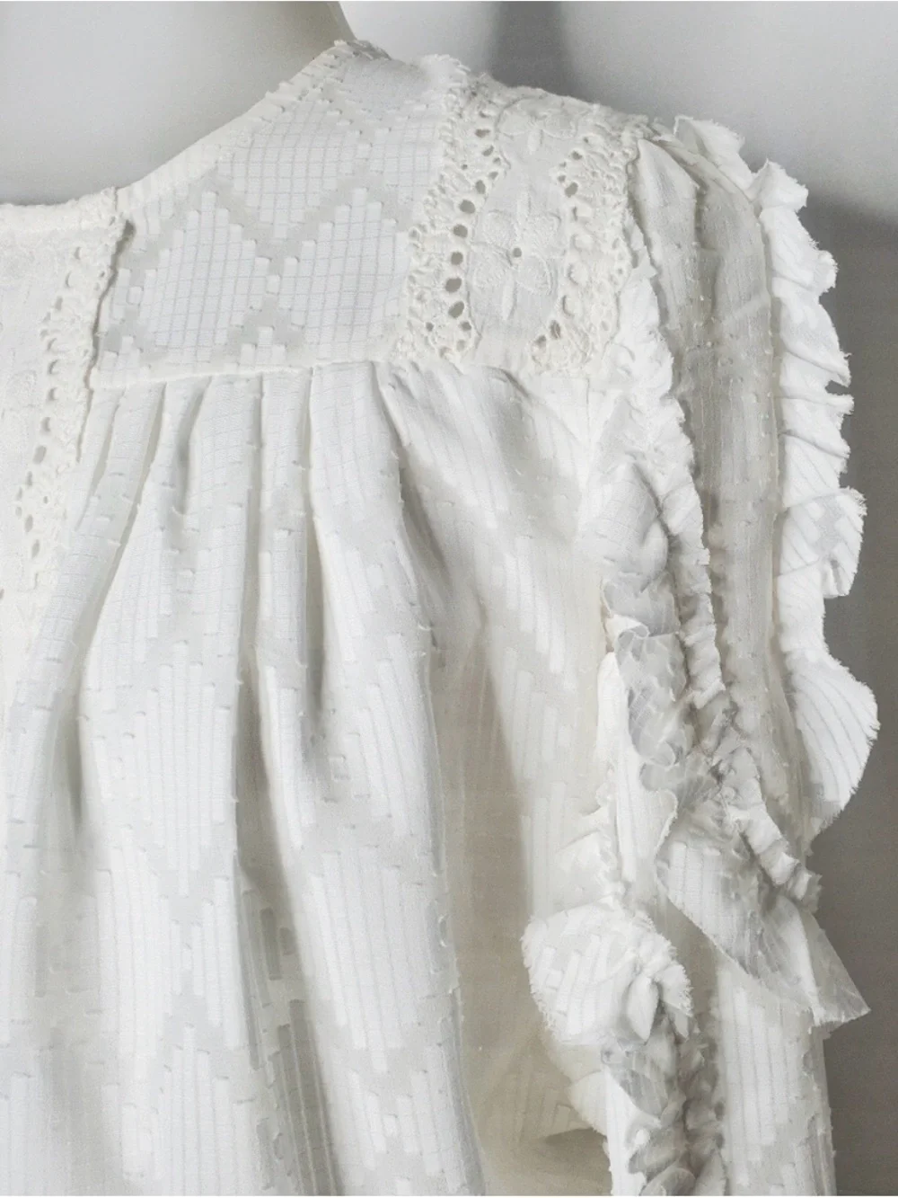 Anthropologie | Not Do Serious White Embellished Boho Top, NWT size small